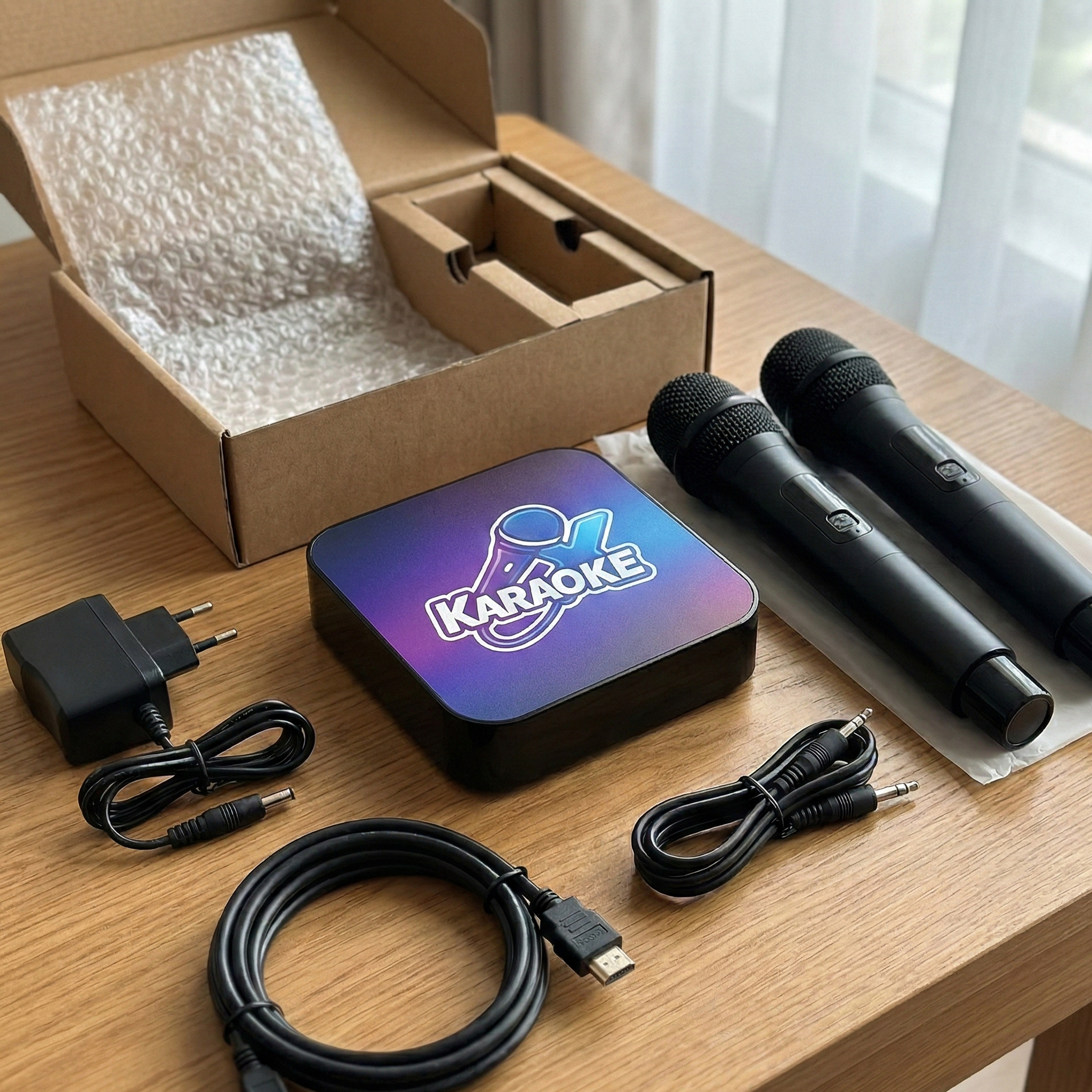 Karaoke com Sistema de Pontuação - Acompanha 2 Microfones, 2.000 Músicas Instaladas + Biblioteca com 12.000 Canções para Personalização